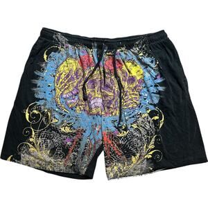 Miami Ink Y2K Triple Skull No Evil Grunge Tattoo Pajama Shorts